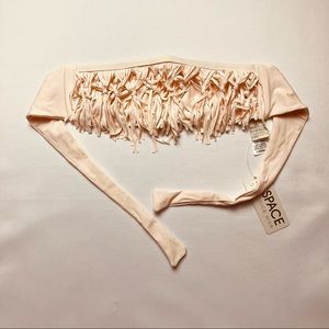 L*SPACE Fringe Dolly Bandeau Bikini Top in Seashell Size XS
